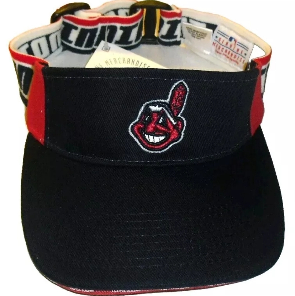 Cleveland Indians Chief Wahoo Mens Vintage 90s Original Visor Hat New Mlb Strap